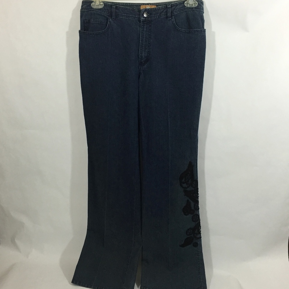 Dana Buckman Blue Denim 5 Pockets Button Closure 8